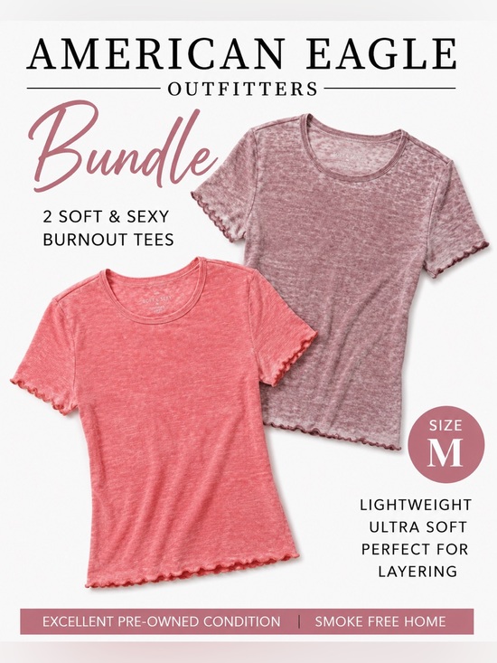 American Eagle Outfitters Tops - American Eagle Outfitters Burnout Tee Bundle Size Medium | 2 Short Sleeve Tops